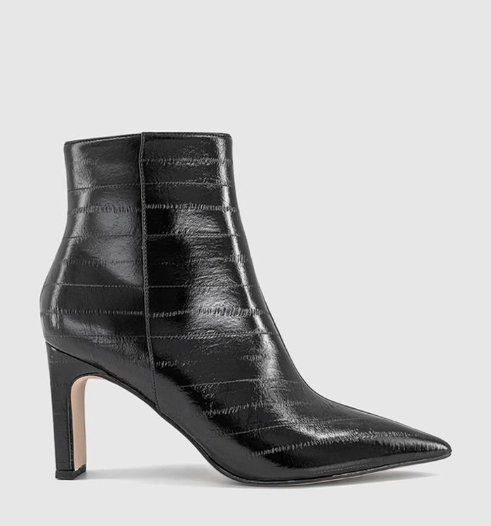 OFFICE Adele Slim Heel Ankle Boots Black Emboss