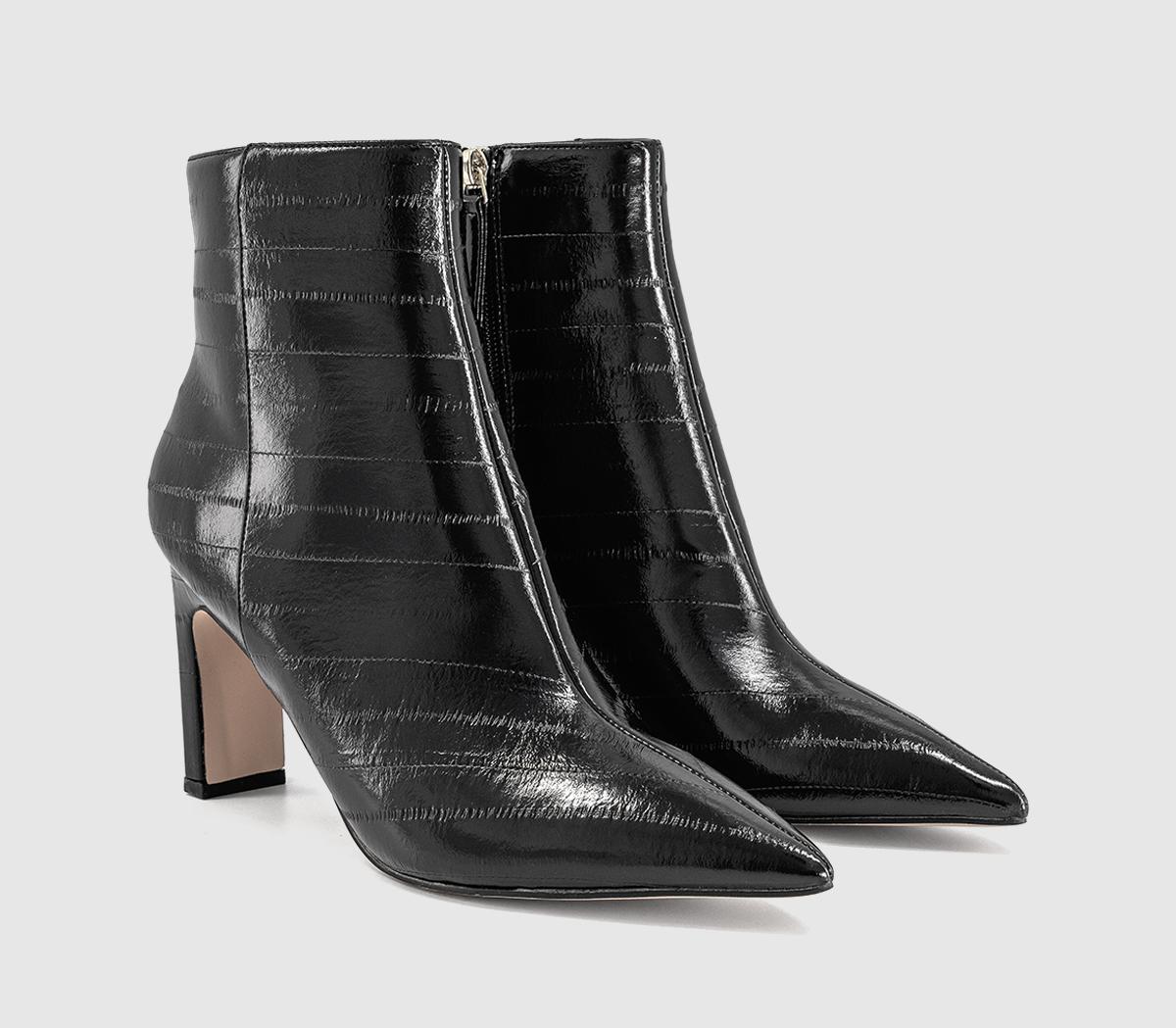 OFFICEAdele Slim Heel Ankle BootsBlack Emboss