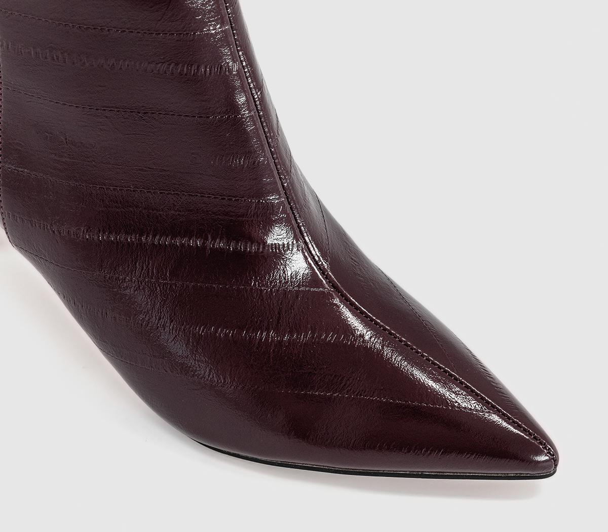 OFFICEAdele Slim Heel Ankle BootsBurgundy Emboss