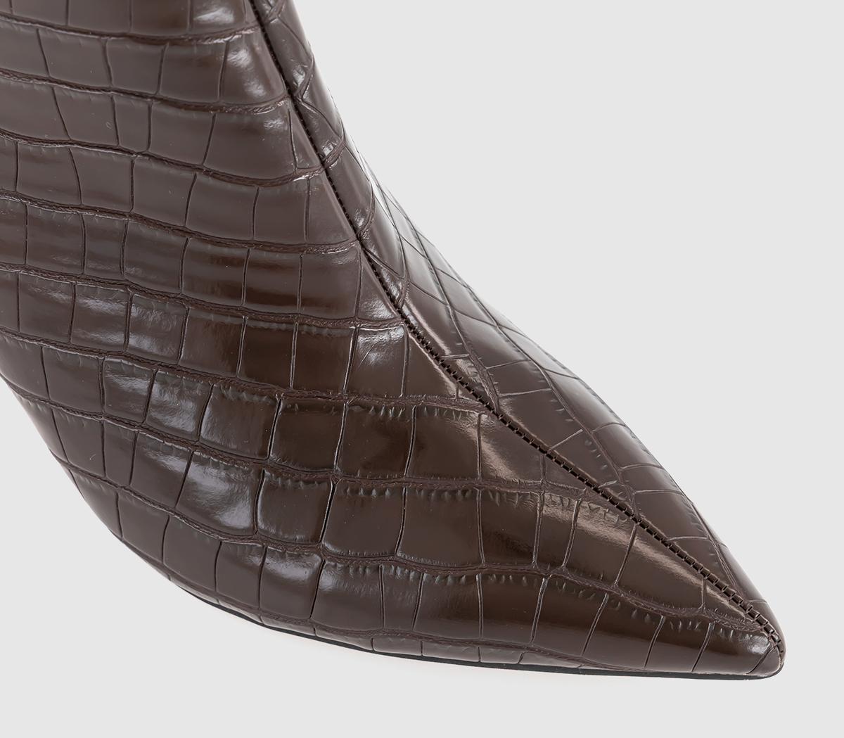 OFFICEAdele Slim Heel Ankle BootsBrown Croc