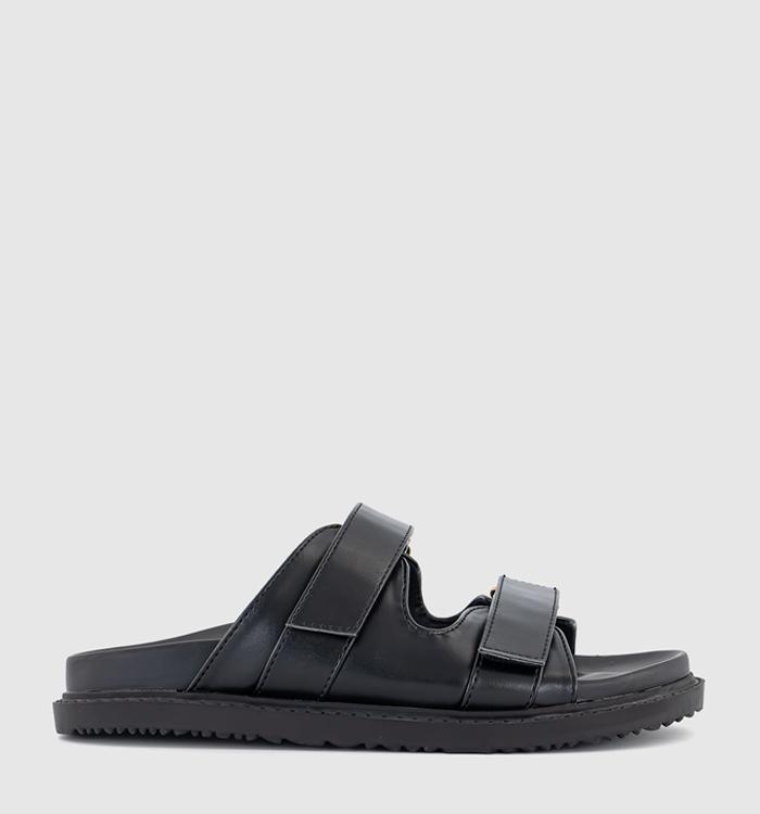 OFFICE Sunseeker Double Strap Footbed Sliders Black