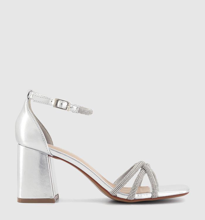 OFFICE Mahlia Embellished Block Heels Silver