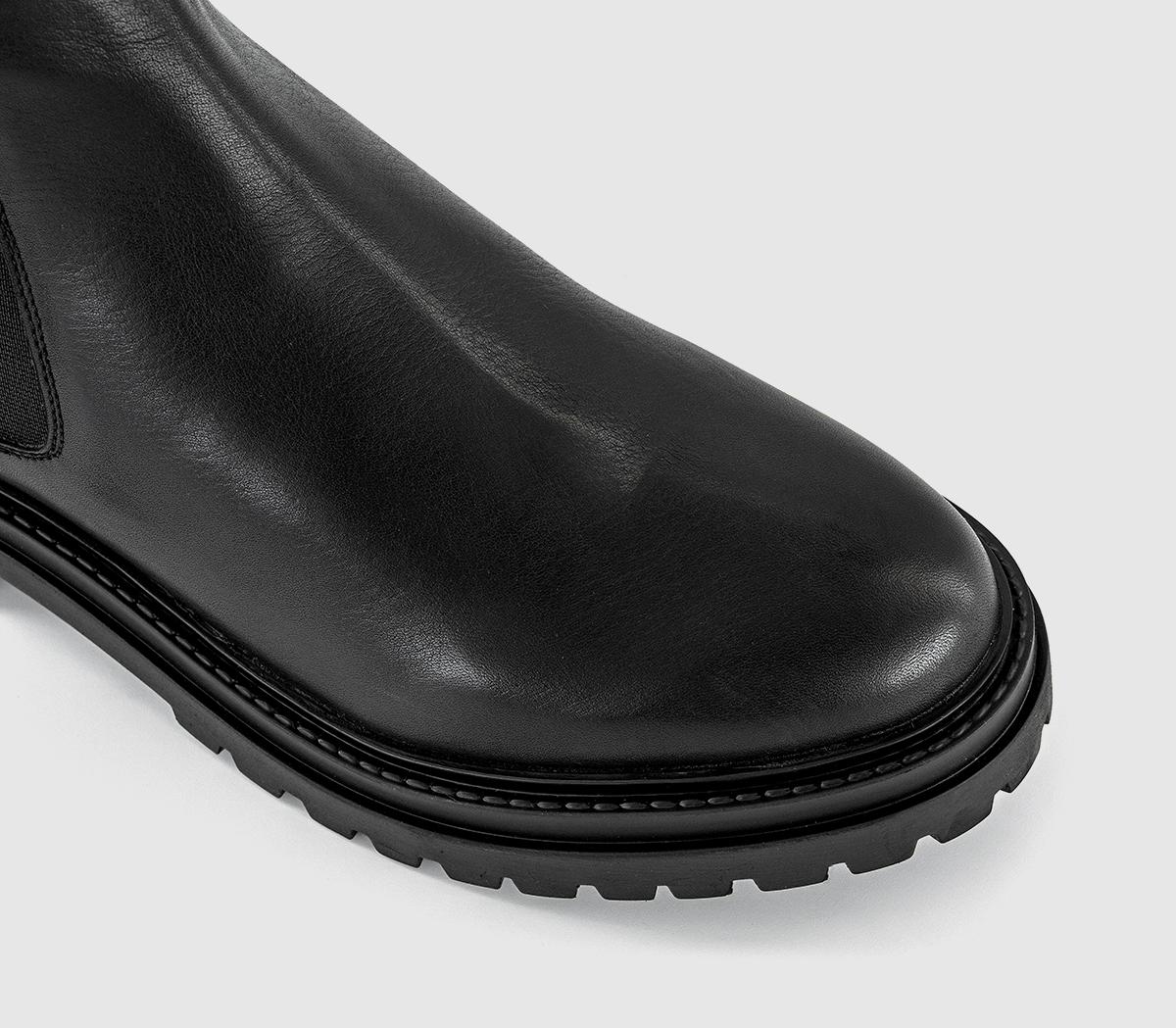 OFFICEAngelica Cleated Chelsea BootsBlack Leather Cream Fur Lined