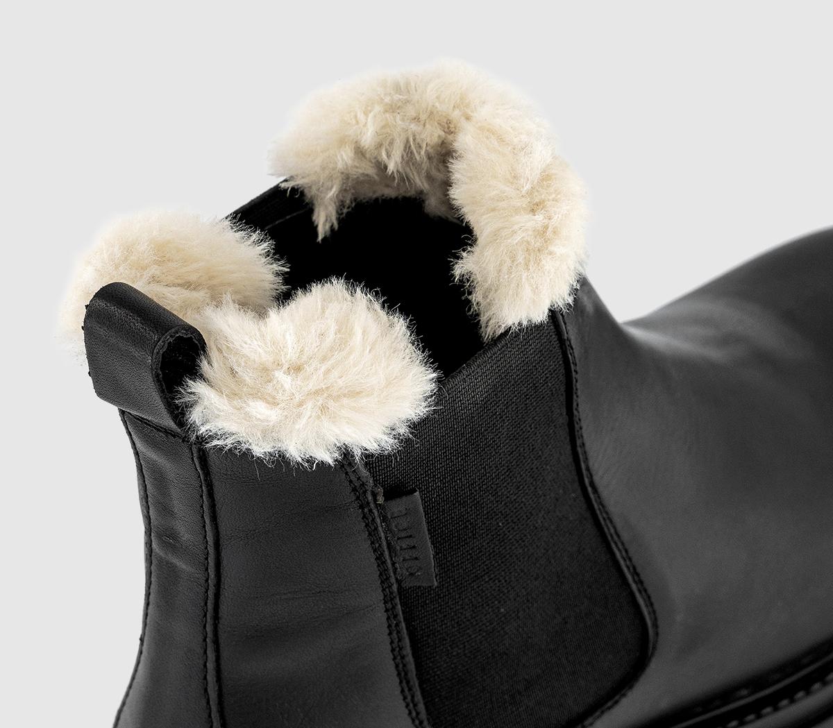 OFFICEAngelica Cleated Chelsea BootsBlack Leather Cream Fur Lined