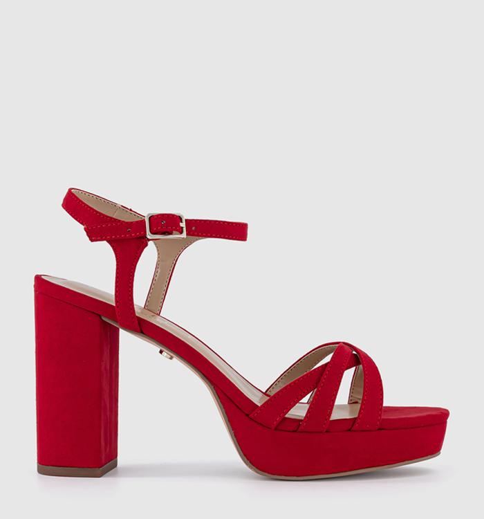 OFFICE Havana Cross Over Platform Sandals Red