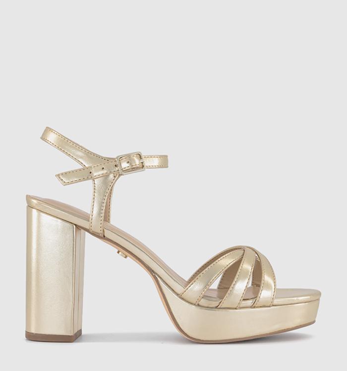 OFFICE Havana Cross Over Platform Sandals Gold