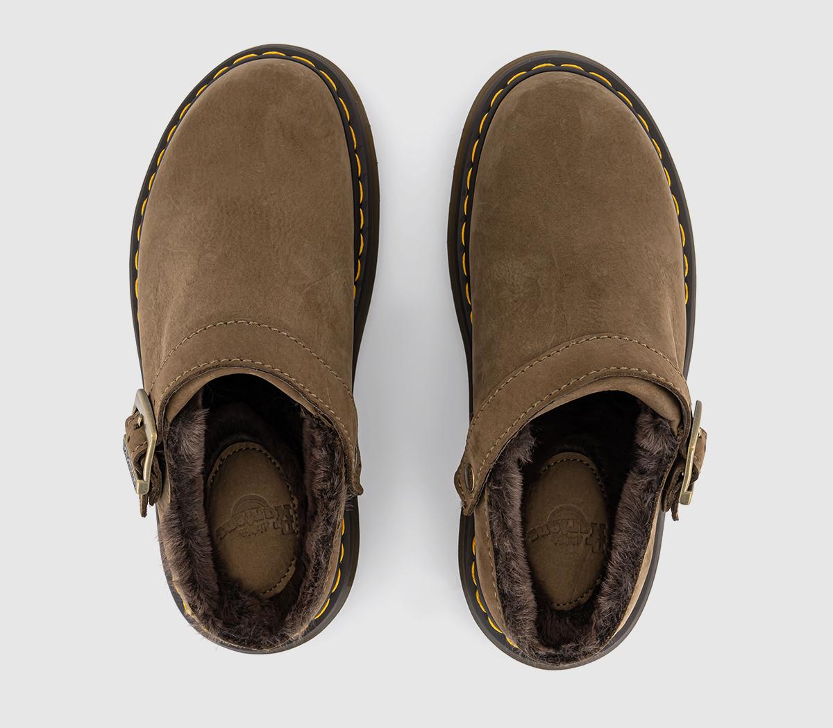 Dr. MartensLaketen Fur Lined ClogsDark Khaki