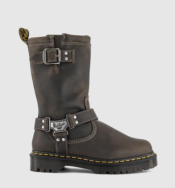 Dr. Martens Anistone Hi Boots Charcoal Grey Burnished