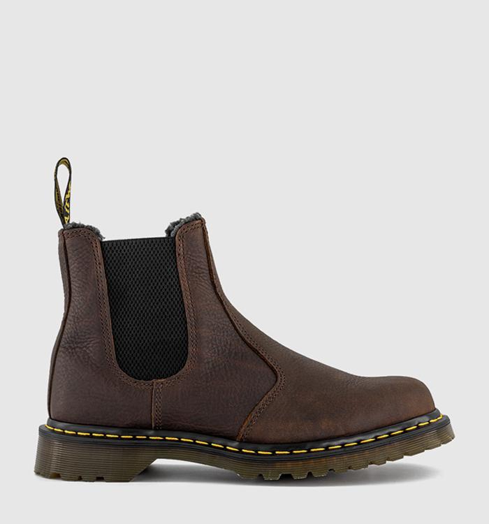 Dr. Martens 2976 Wool Lined Chelsea Boots Dark Brown Grizzly