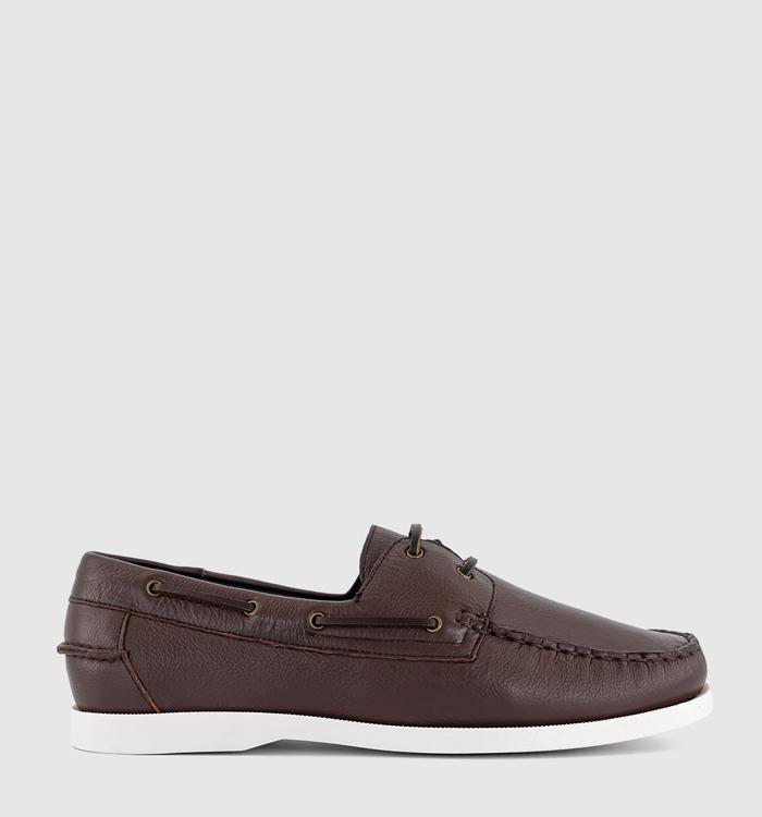 OFFICE Cook Leather Boat Shoes Brown Leather