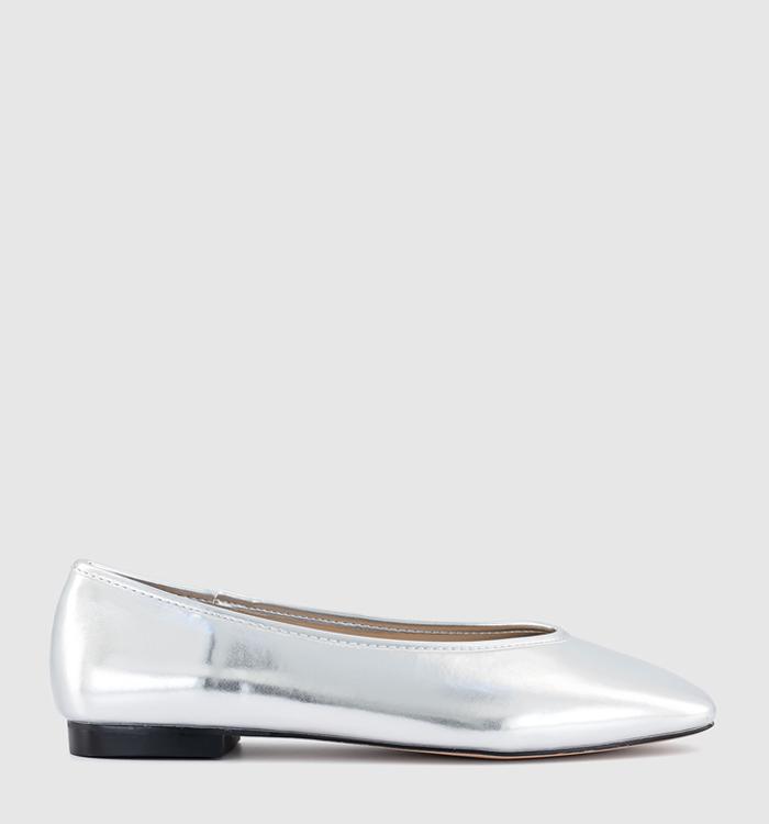 OFFICE Follie High Vamp Ballet Pumps Silver
