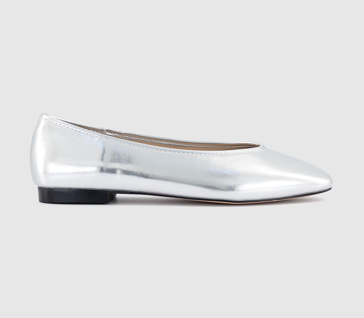 OFFICEFollie High Vamp Ballet PumpsSilver