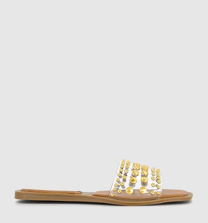 OFFICE Saskia Stud Embellished Sliders Clear Embellished