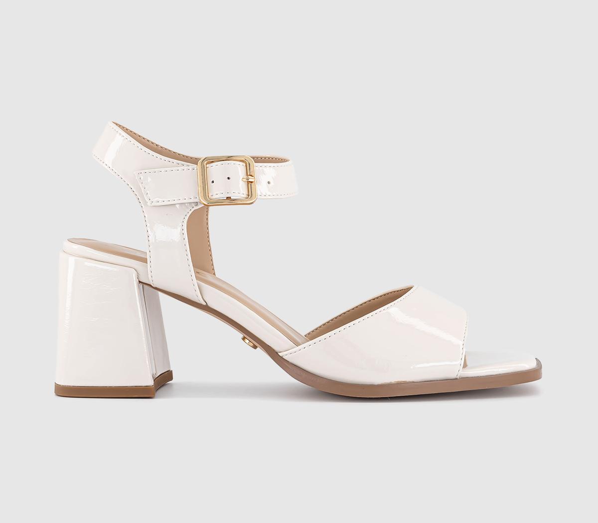 OFFICEMellow Block Heel Two Part SandalsCream Patent