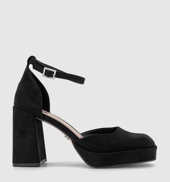 OFFICE Hey Day- Two Part Embellished Buckle Platform Black