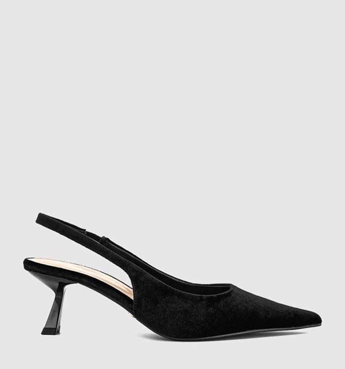 OFFICE Million Slingback Kitten Heels Black Velvet