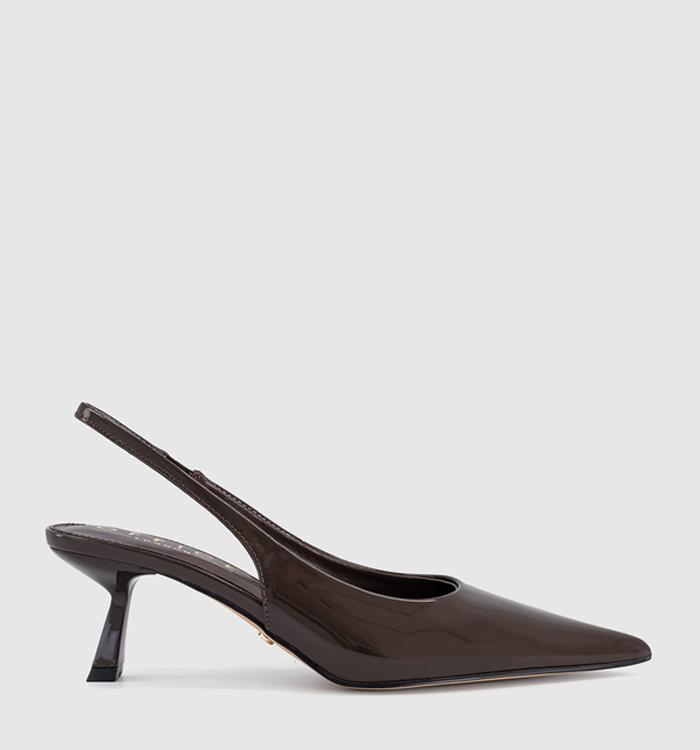 OFFICE Million Slingback Kitten Heels Brown Patent