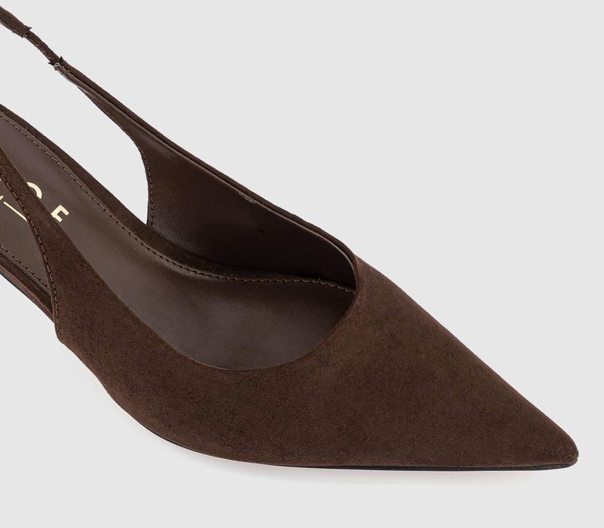 OFFICEMillion Slingback Kitten Heels OFFICEMillion Slingback Kitten HeelsBrown Faux Suede