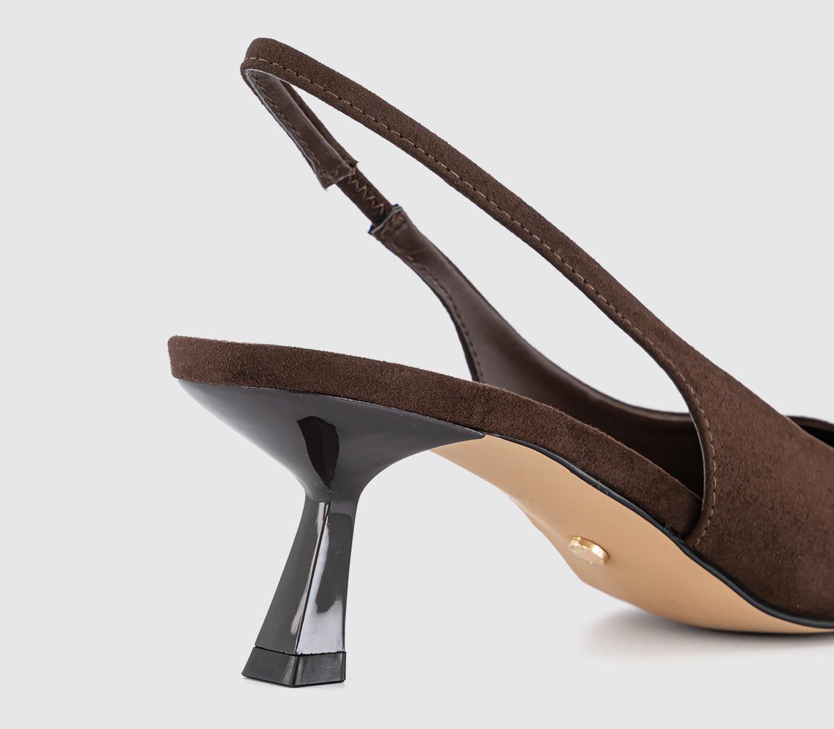 OFFICEMillion Slingback Kitten Heels OFFICEMillion Slingback Kitten HeelsBrown Faux Suede