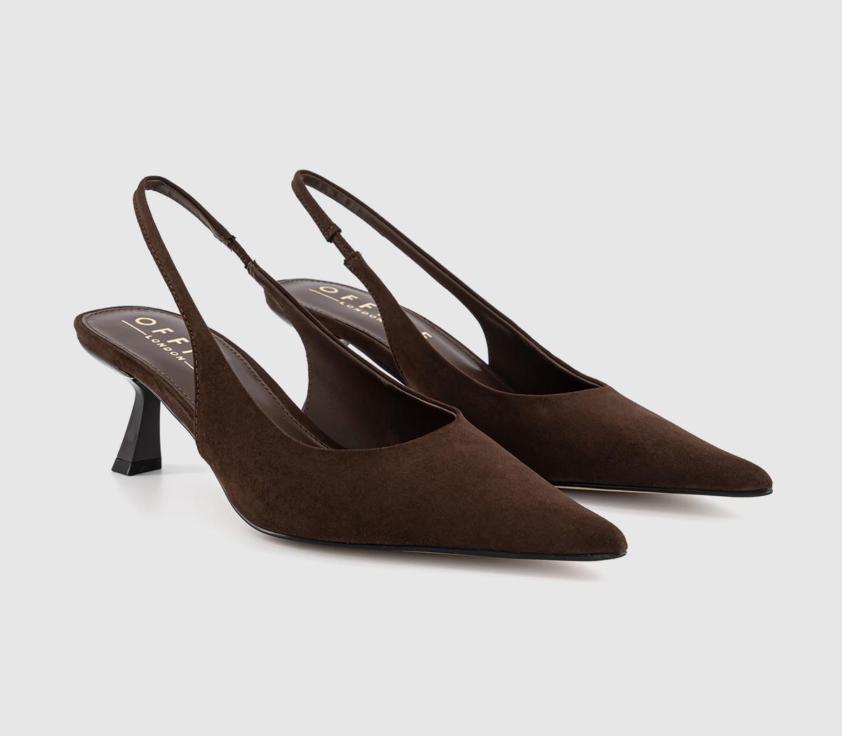 OFFICEMillion Slingback Kitten Heels OFFICEMillion Slingback Kitten HeelsBrown Faux Suede