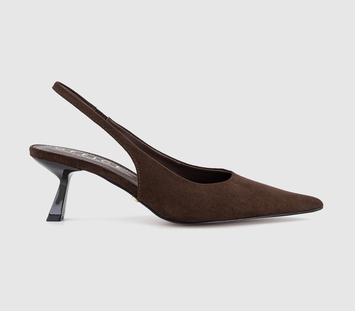 OFFICEMillion Slingback Kitten Heels OFFICEMillion Slingback Kitten HeelsBrown Faux Suede