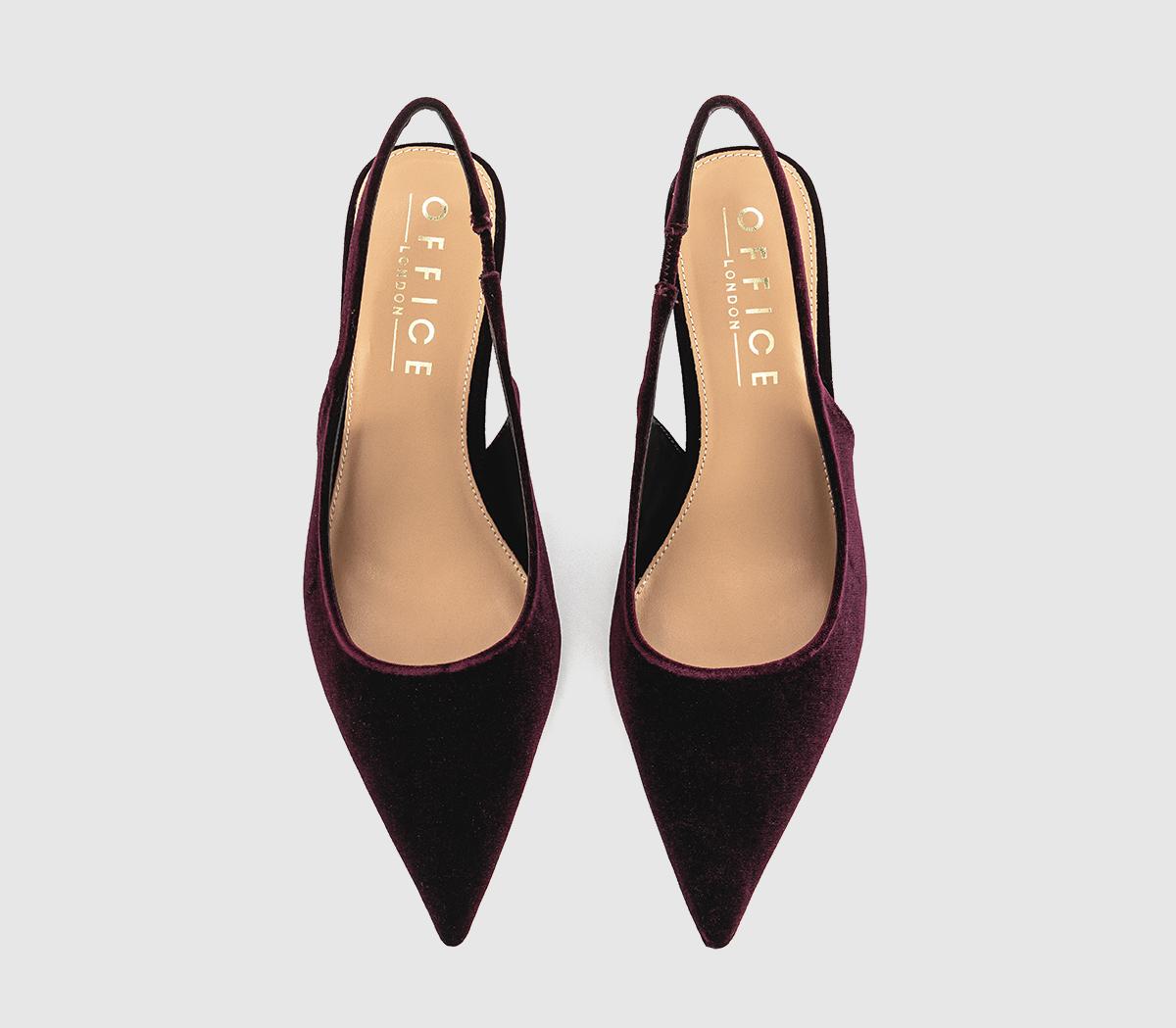 OFFICEMillion Slingback Kitten HeelsBurgundy Velvet