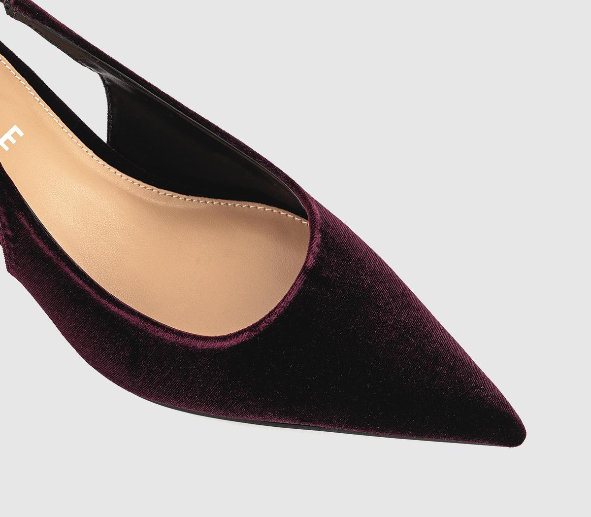 OFFICEMillion Slingback Kitten HeelsBurgundy Velvet