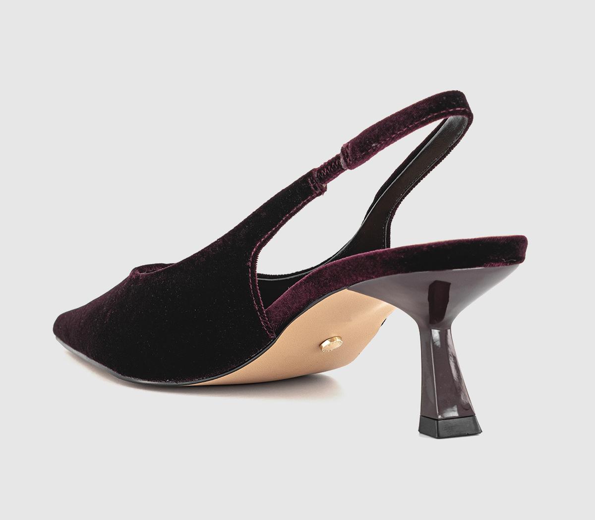 OFFICEMillion Slingback Kitten HeelsBurgundy Velvet