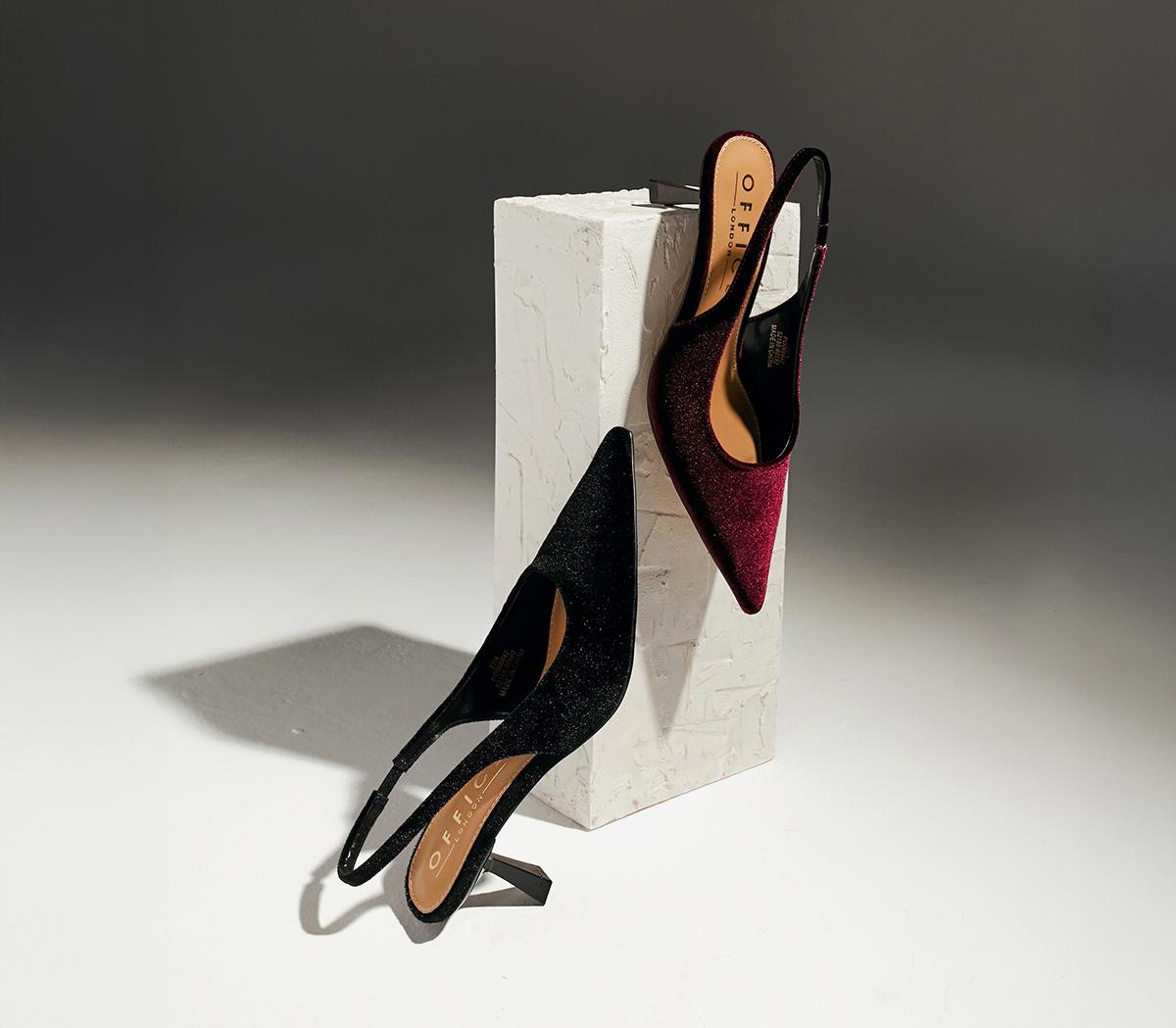 OFFICEMillion Slingback Kitten HeelsBurgundy Velvet