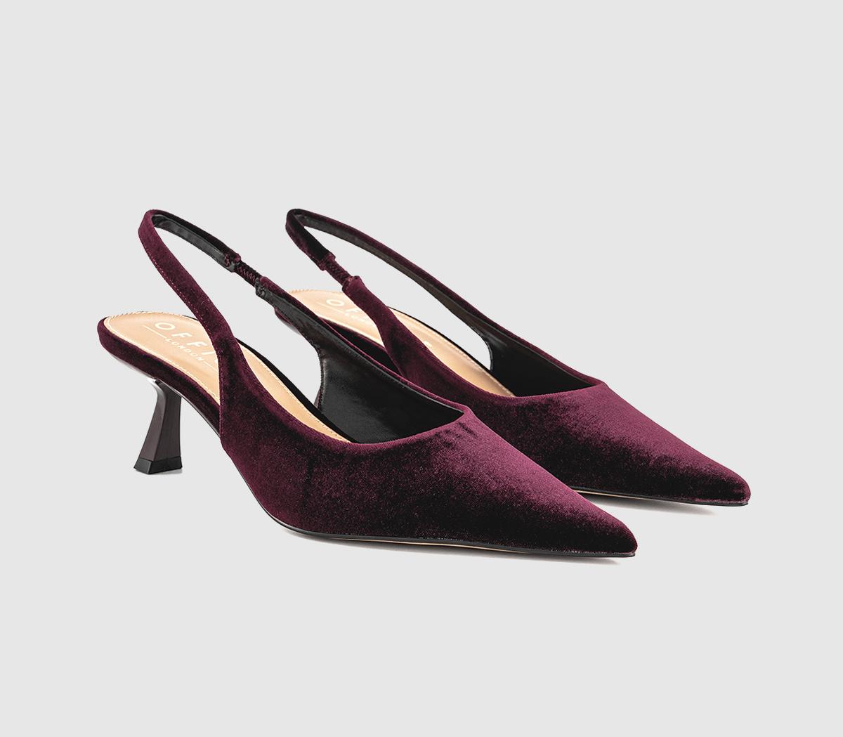 OFFICEMillion Slingback Kitten HeelsBurgundy Velvet