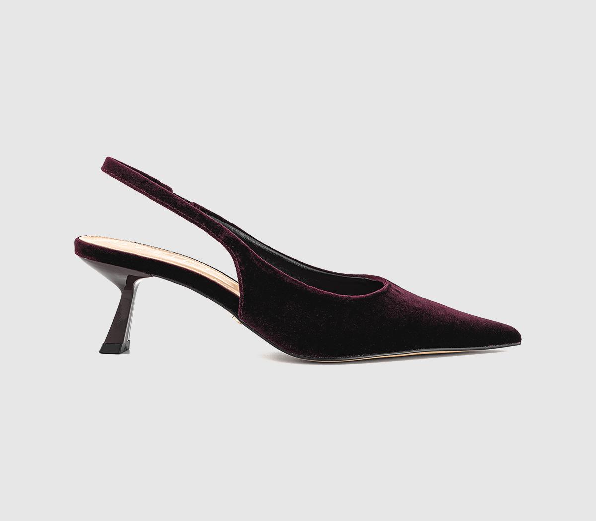 OFFICEMillion Slingback Kitten HeelsBurgundy Velvet