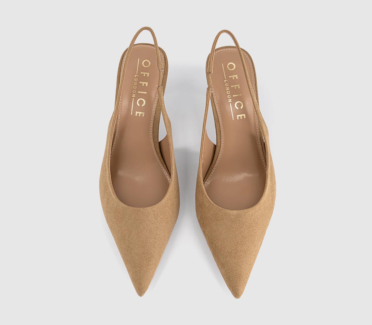 OFFICEMillion Slingback Kitten HeelsTaupe Faux Suede