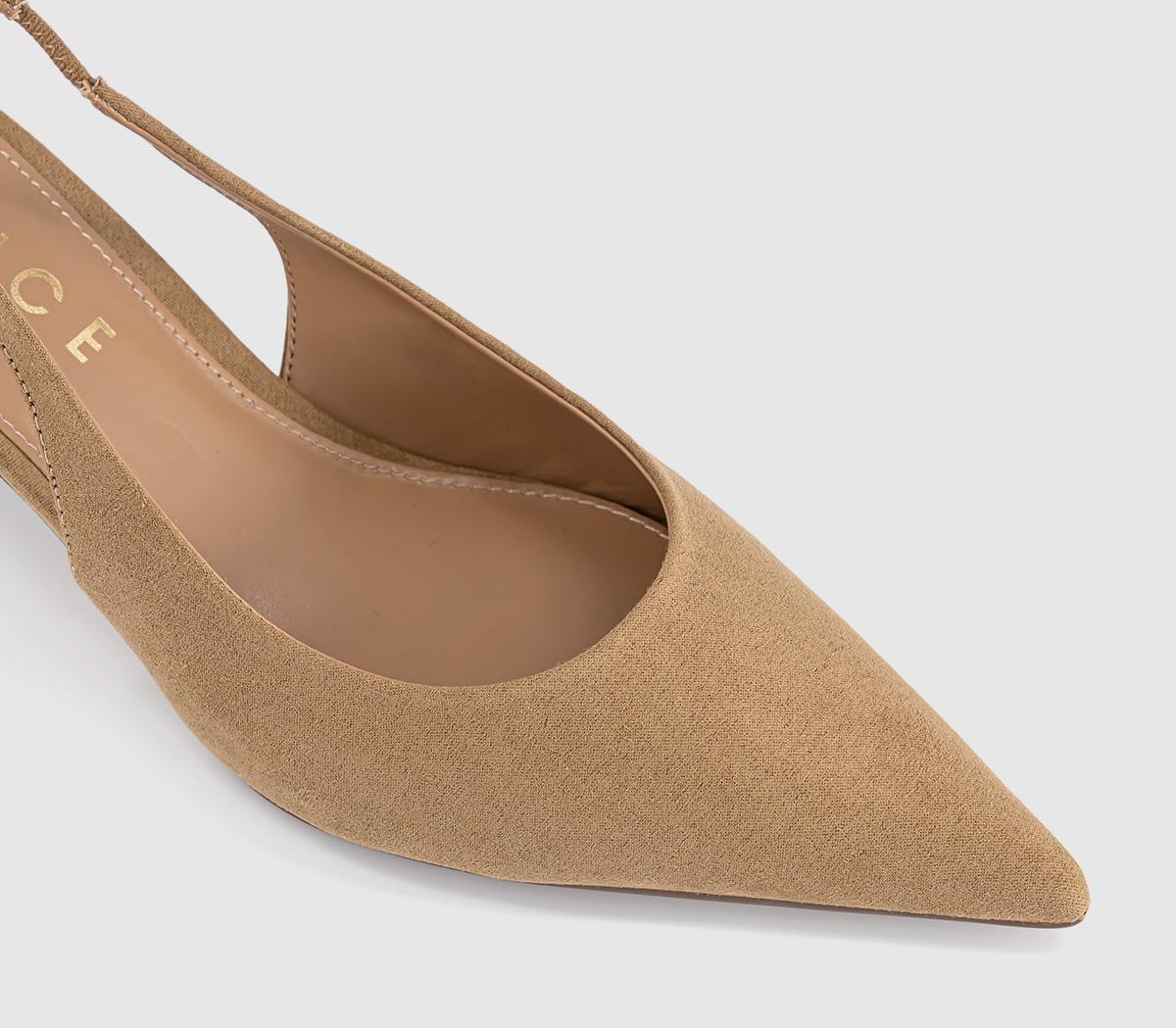 OFFICEMillion Slingback Kitten HeelsTaupe Faux Suede