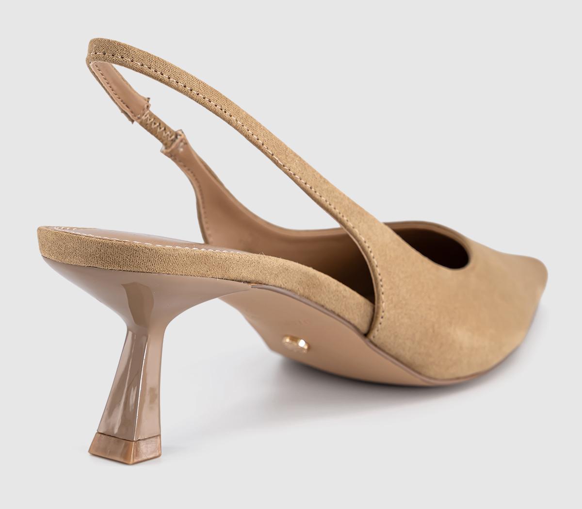 OFFICEMillion Slingback Kitten HeelsTaupe Faux Suede