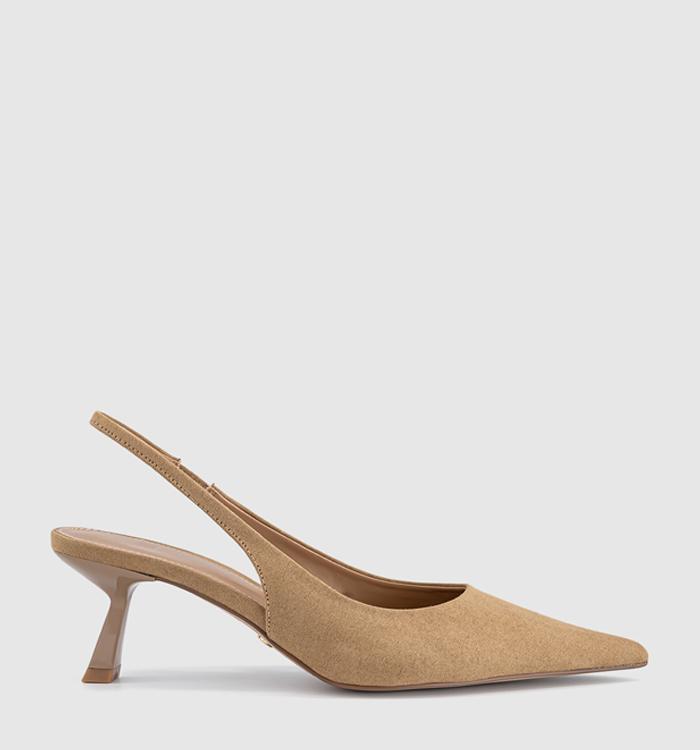 OFFICE Million Slingback Kitten Heels Taupe Faux Suede