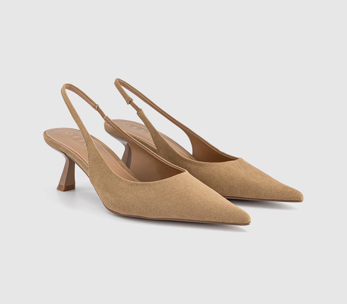 OFFICEMillion Slingback Kitten HeelsTaupe Faux Suede