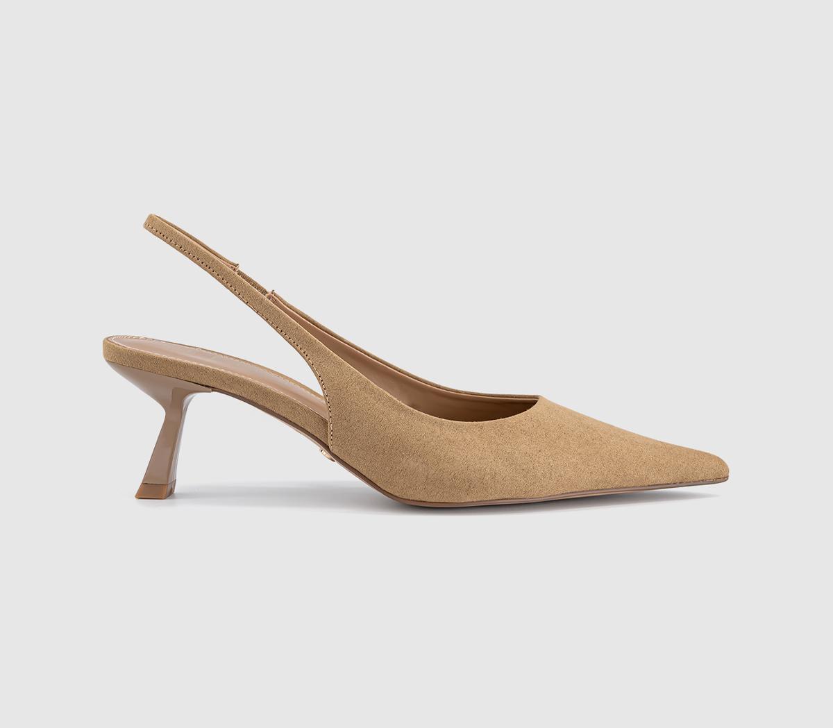 OFFICEMillion Slingback Kitten HeelsTaupe Faux Suede
