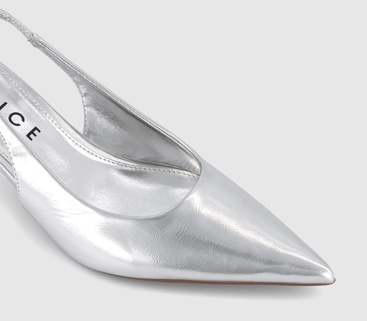 OFFICEMillion Slingback Kitten Heels OFFICEMillion Slingback Kitten HeelsSilver