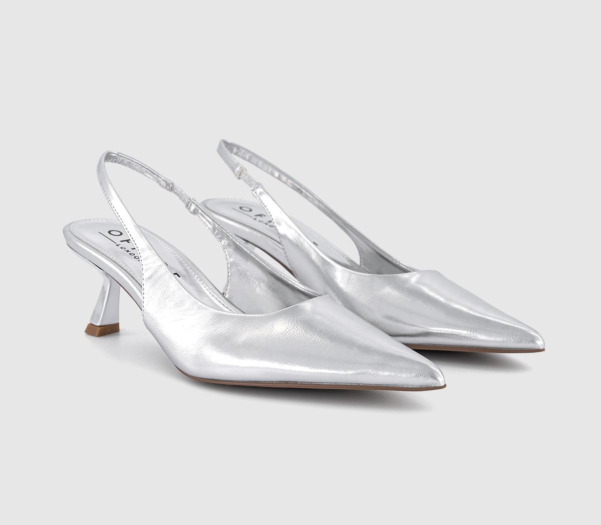 OFFICEMillion Slingback Kitten Heels OFFICEMillion Slingback Kitten HeelsSilver