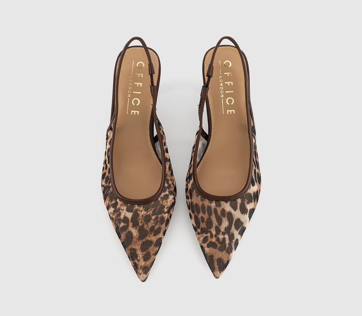 OFFICEMillion Slingback Court Kitten HeelsLeopard Mesh
