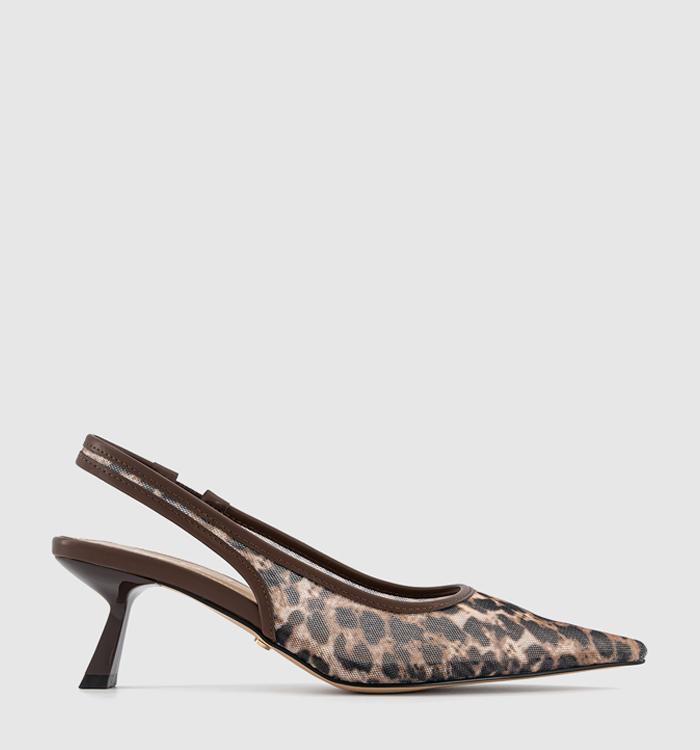 OFFICE Million Slingback Court Kitten Heels Leopard Mesh