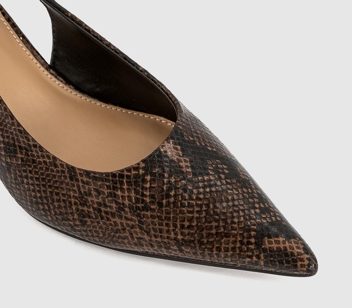 OFFICEMillion Slingback Kitten Heels OFFICEMillion Slingback Kitten HeelsBrown Snake