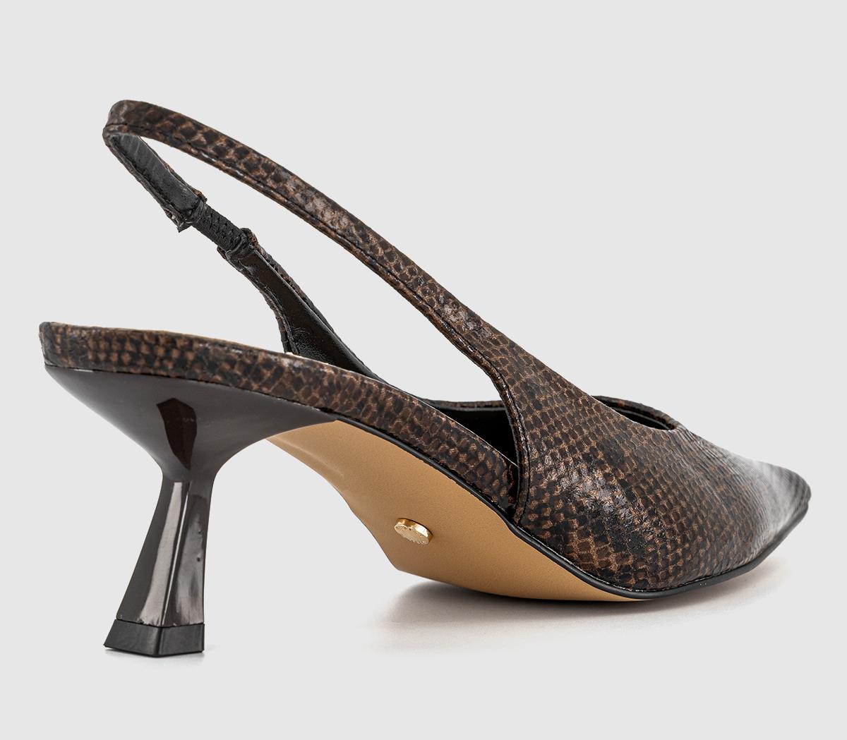 OFFICEMillion Slingback Kitten Heels OFFICEMillion Slingback Kitten HeelsBrown Snake