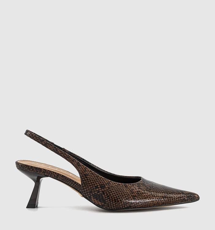 OFFICE Million Slingback Court Kitten Heels Brown Snake