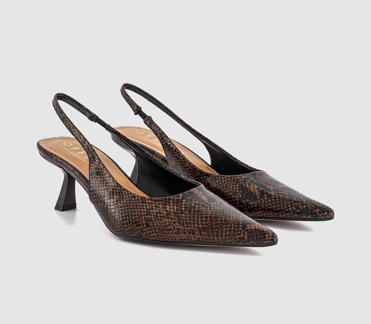 OFFICEMillion Slingback Kitten Heels OFFICEMillion Slingback Kitten HeelsBrown Snake
