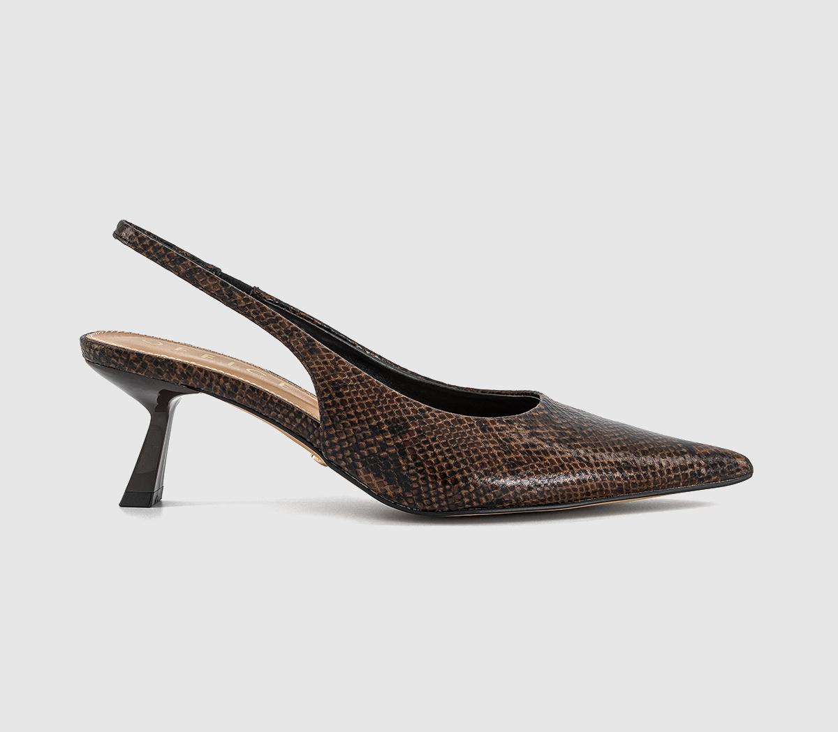OFFICEMillion Slingback Kitten Heels OFFICEMillion Slingback Kitten HeelsBrown Snake