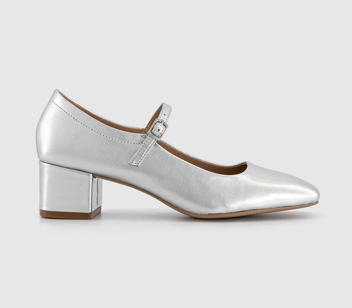 OFFICEMessage Unlined Mary Jane HeelsSilver Leather
