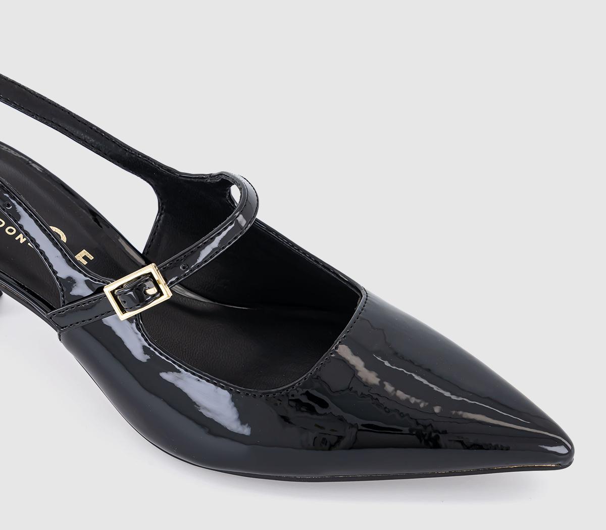OFFICEMorello Strap Detail Kitten Heels Court OFFICEMorello Strap Detail Kitten Heels CourtBlack Patent