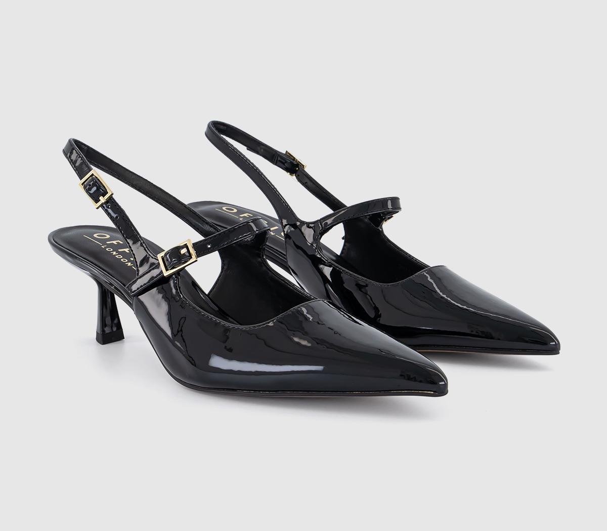 OFFICEMorello Strap Detail Kitten Heels Court OFFICEMorello Strap Detail Kitten Heels CourtBlack Patent