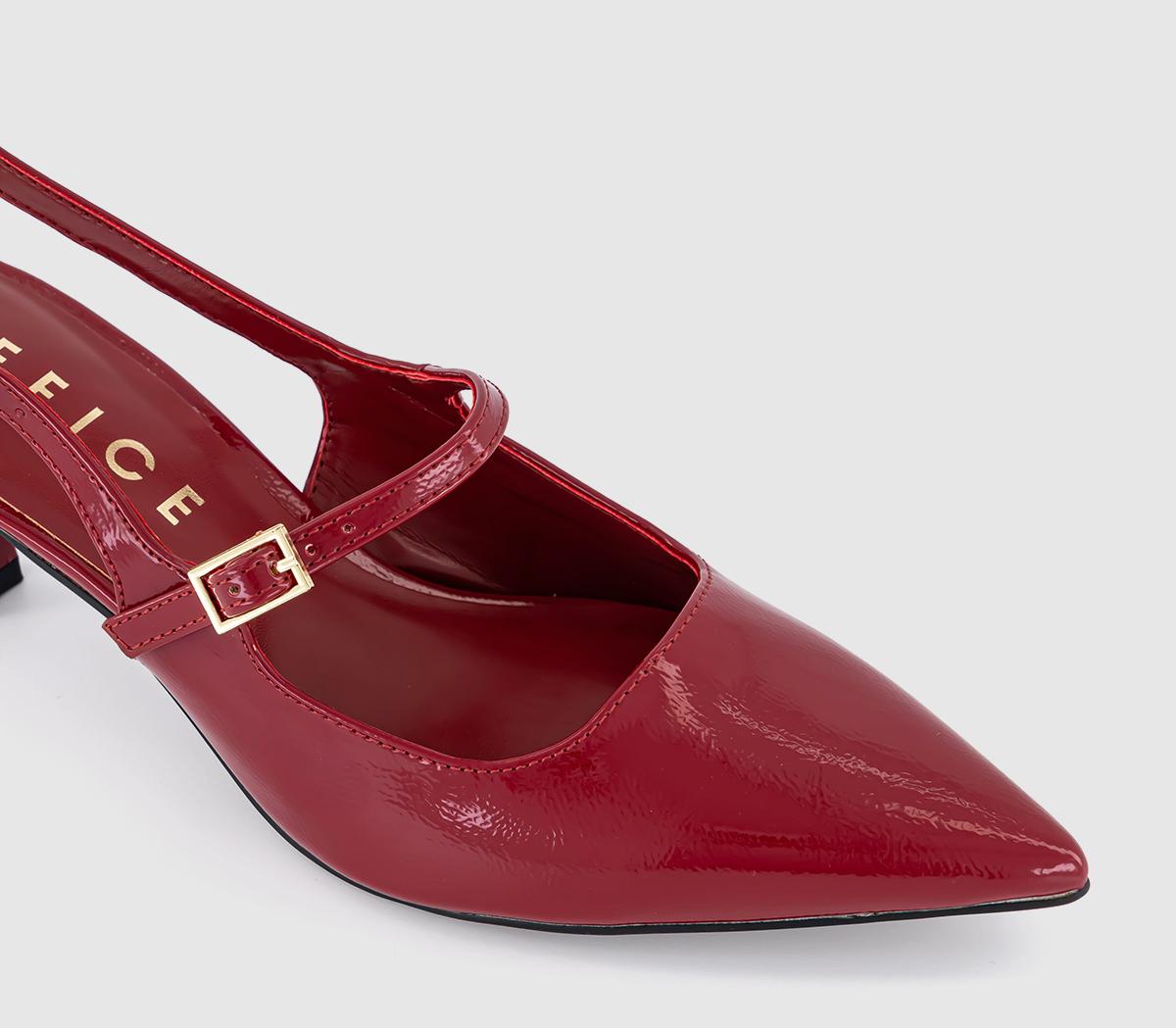 OFFICEMorello Strap Detail Kitten Heels Court OFFICEMorello Strap Detail Kitten Heels CourtRed Patent